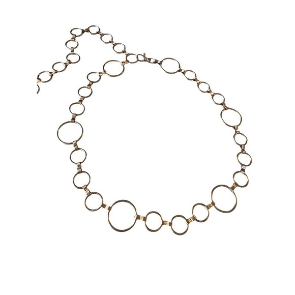 Gold Tone Multi Size Ring Chain Belt Adjustable Hook Clasp 48.5 Inch Length main image 4
